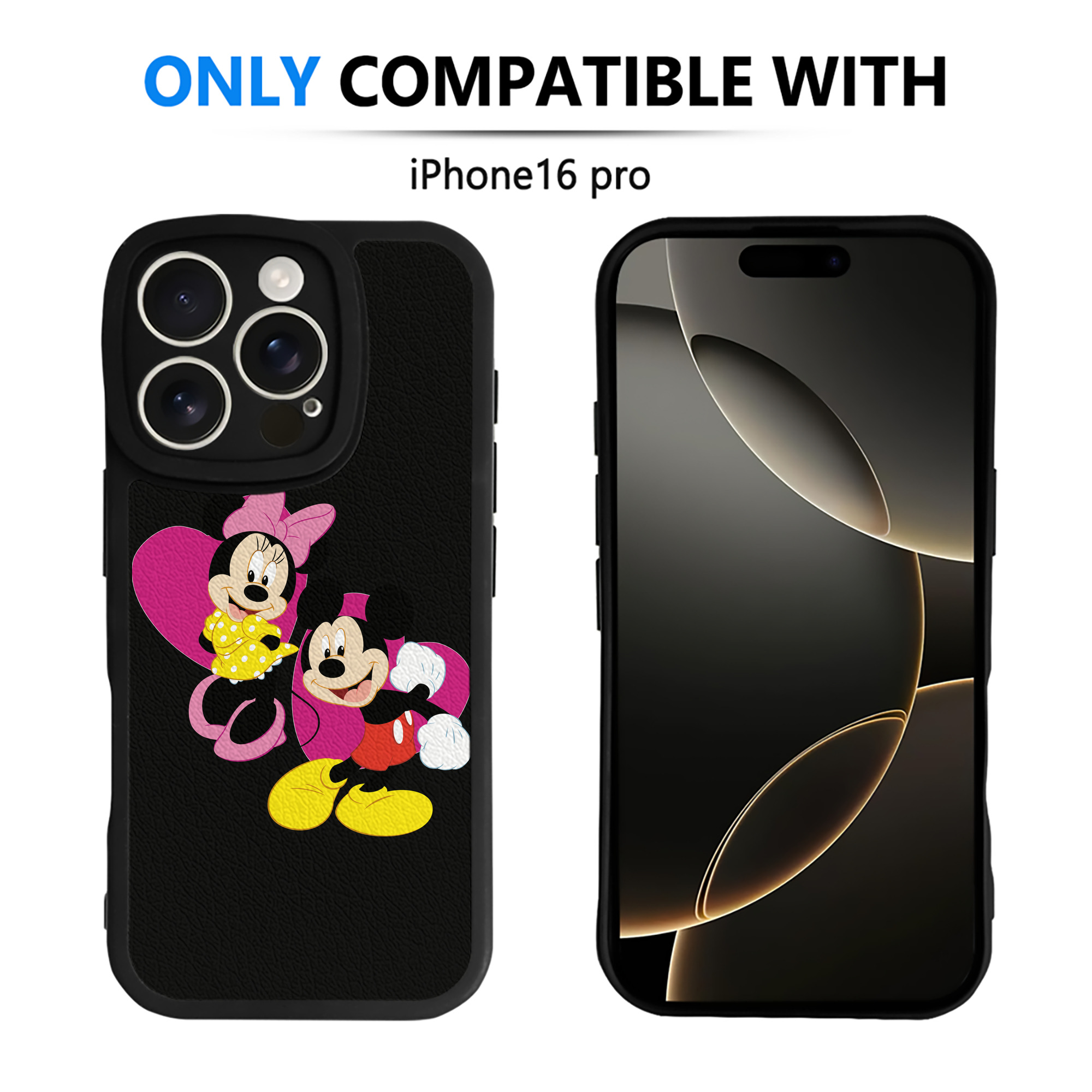 （画像用） ミッキーマウス Mickey Mouse 【iPhone 16シリーズ対応】シリコンスマホケース（レザー調） 材質：シリコン